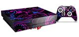 Skin Wrap compatible with XBOX One X Console and Controller Twisted Garden Hot Pink and Blue