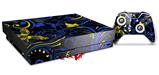 Skin Wrap compatible with XBOX One X Console and Controller Twisted Garden Blue and Yellow