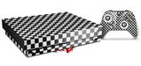Skin Wrap compatible with XBOX One X Console and Controller Checkered Canvas Black and White