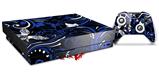 Skin Wrap compatible with XBOX One X Console and Controller Twisted Garden Blue and White