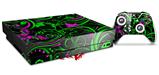 Skin Wrap compatible with XBOX One X Console and Controller Twisted Garden Green and Hot Pink