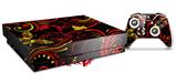 Skin Wrap compatible with XBOX One X Console and Controller Twisted Garden Red and Yellow