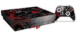 Skin Wrap compatible with XBOX One X Console and Controller Twisted Garden Gray and Red