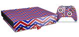 Skin Wrap compatible with XBOX One X Console and Controller Zig Zag Red White and Blue