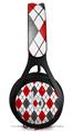 WraptorSkinz Skin Decal Wrap compatible with Beats EP Headphones Argyle Red and Gray Skin Only HEADPHONES NOT INCLUDED