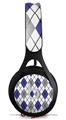 WraptorSkinz Skin Decal Wrap compatible with Beats EP Headphones Argyle Blue and Gray Skin Only HEADPHONES NOT INCLUDED
