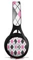 WraptorSkinz Skin Decal Wrap compatible with Beats EP Headphones Argyle Pink and Gray Skin Only HEADPHONES NOT INCLUDED