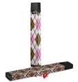 Skin Decal Wrap 2 Pack for Juul Vapes Argyle Pink and Brown JUUL NOT INCLUDED