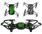 Skin Decal Wrap 2 Pack for DJI Ryze Tello Drone Flaming Fire Skull Green DRONE NOT INCLUDED