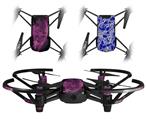 Skin Decal Wrap 2 Pack for DJI Ryze Tello Drone Flaming Fire Skull Hot Pink Fuchsia DRONE NOT INCLUDED