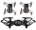 Skin Decal Wrap 2 Pack for DJI Ryze Tello Drone Painted Faded Cracked Blue Line Stripe USA American Flag DRONE NOT INCLUDED