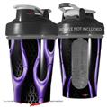 Decal Style Skin Wrap works with Blender Bottle 20oz Metal Flames Purple (BOTTLE NOT INCLUDED)