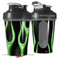 Decal Style Skin Wrap works with Blender Bottle 20oz Metal Flames Green (BOTTLE NOT INCLUDED)