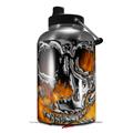 Skin Decal Wrap for 2017 RTIC One Gallon Jug Chrome Skull on Fire (Jug NOT INCLUDED) by WraptorSkinz