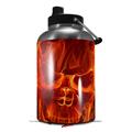 Skin Decal Wrap for 2017 RTIC One Gallon Jug Flaming Fire Skull Orange (Jug NOT INCLUDED) by WraptorSkinz
