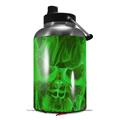 Skin Decal Wrap for 2017 RTIC One Gallon Jug Flaming Fire Skull Green (Jug NOT INCLUDED) by WraptorSkinz