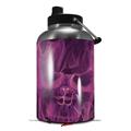 Skin Decal Wrap for 2017 RTIC One Gallon Jug Flaming Fire Skull Hot Pink Fuchsia (Jug NOT INCLUDED) by WraptorSkinz