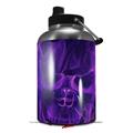Skin Decal Wrap for 2017 RTIC One Gallon Jug Flaming Fire Skull Purple (Jug NOT INCLUDED) by WraptorSkinz