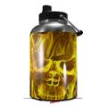 Skin Decal Wrap for 2017 RTIC One Gallon Jug Flaming Fire Skull Yellow (Jug NOT INCLUDED) by WraptorSkinz