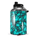Skin Decal Wrap for 2017 RTIC One Gallon Jug Scattered Skulls Neon Teal (Jug NOT INCLUDED) by WraptorSkinz