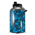 Skin Decal Wrap for 2017 RTIC One Gallon Jug Scattered Skulls Neon Blue (Jug NOT INCLUDED) by WraptorSkinz