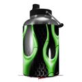 Skin Decal Wrap for 2017 RTIC One Gallon Jug Metal Flames Green (Jug NOT INCLUDED) by WraptorSkinz
