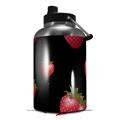 Skin Decal Wrap for 2017 RTIC One Gallon Jug Strawberries on Black (Jug NOT INCLUDED) by WraptorSkinz