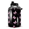 Skin Decal Wrap for 2017 RTIC One Gallon Jug Pastel Butterflies Pink on Black (Jug NOT INCLUDED) by WraptorSkinz