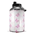 Skin Decal Wrap for 2017 RTIC One Gallon Jug Pastel Butterflies Pink on White (Jug NOT INCLUDED) by WraptorSkinz