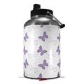 Skin Decal Wrap for 2017 RTIC One Gallon Jug Pastel Butterflies Purple on White (Jug NOT INCLUDED) by WraptorSkinz