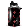 Skin Decal Wrap for 2017 RTIC One Gallon Jug Pastel Butterflies Red on Black (Jug NOT INCLUDED) by WraptorSkinz
