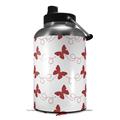 Skin Decal Wrap for 2017 RTIC One Gallon Jug Pastel Butterflies Red on White (Jug NOT INCLUDED) by WraptorSkinz