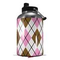 Skin Decal Wrap for 2017 RTIC One Gallon Jug Argyle Pink and Brown (Jug NOT INCLUDED) by WraptorSkinz