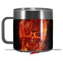Skin Decal Wrap for Yeti Coffee Mug 14oz Flaming Fire Skull Orange - 14 oz CUP NOT INCLUDED by WraptorSkinz