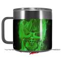 Skin Decal Wrap for Yeti Coffee Mug 14oz Flaming Fire Skull Green - 14 oz CUP NOT INCLUDED by WraptorSkinz