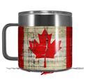 Skin Decal Wrap for Yeti Coffee Mug 14oz Painted Faded and Cracked Canadian Canada Flag - 14 oz CUP NOT INCLUDED by WraptorSkinz