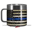 Skin Decal Wrap for Yeti Coffee Mug 14oz Painted Faded Cracked Blue Line Stripe USA American Flag - 14 oz CUP NOT INCLUDED by WraptorSkinz