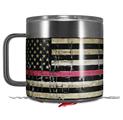Skin Decal Wrap for Yeti Coffee Mug 14oz Painted Faded and Cracked Pink Line USA American Flag - 14 oz CUP NOT INCLUDED by WraptorSkinz