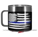 Skin Decal Wrap for Yeti Coffee Mug 14oz Brushed USA American Flag Blue Line - 14 oz CUP NOT INCLUDED by WraptorSkinz