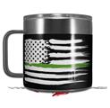 Skin Decal Wrap for Yeti Coffee Mug 14oz Brushed USA American Flag Green Line - 14 oz CUP NOT INCLUDED by WraptorSkinz