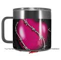 Skin Decal Wrap for Yeti Coffee Mug 14oz Barbwire Heart Hot Pink - 14 oz CUP NOT INCLUDED by WraptorSkinz