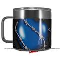 Skin Decal Wrap for Yeti Coffee Mug 14oz Barbwire Heart Blue - 14 oz CUP NOT INCLUDED by WraptorSkinz