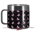 Skin Decal Wrap for Yeti Coffee Mug 14oz Pastel Butterflies Pink on Black - 14 oz CUP NOT INCLUDED by WraptorSkinz