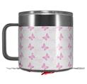 Skin Decal Wrap for Yeti Coffee Mug 14oz Pastel Butterflies Pink on White - 14 oz CUP NOT INCLUDED by WraptorSkinz