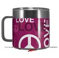 Skin Decal Wrap for Yeti Coffee Mug 14oz Love and Peace Hot Pink - 14 oz CUP NOT INCLUDED by WraptorSkinz