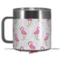 Skin Decal Wrap for Yeti Coffee Mug 14oz Flamingos on White - 14 oz CUP NOT INCLUDED by WraptorSkinz