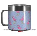 Skin Decal Wrap for Yeti Coffee Mug 14oz Flamingos on Blue - 14 oz CUP NOT INCLUDED by WraptorSkinz