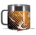 Skin Decal Wrap for Yeti Coffee Mug 14oz Halftone Splatter White Orange - 14 oz CUP NOT INCLUDED by WraptorSkinz