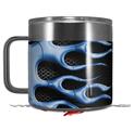 Skin Decal Wrap for Yeti Coffee Mug 14oz Metal Flames Blue - 14 oz CUP NOT INCLUDED by WraptorSkinz