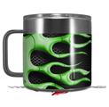 Skin Decal Wrap for Yeti Coffee Mug 14oz Metal Flames Green - 14 oz CUP NOT INCLUDED by WraptorSkinz